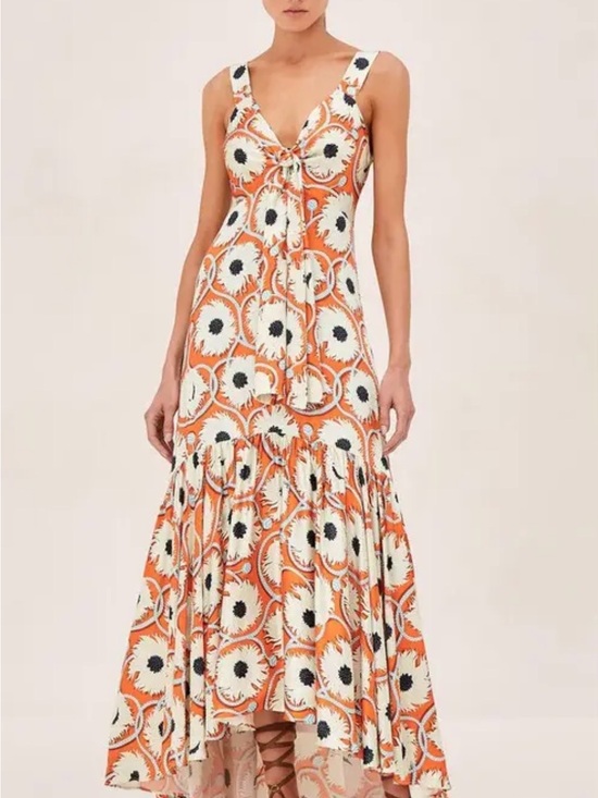 Alexis Dresses & Skirts - Alexis Orange Floral High-Low Maxi Dress